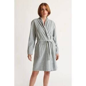 Skin Micro French Terry Robe Heather Grey Size S